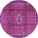 Round Machine Washable Persian Purple Traditional Area Rugs, wshtr2585pur