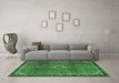 Machine Washable Persian Emerald Green Traditional Area Rugs in a Living Room,, wshtr2585emgrn