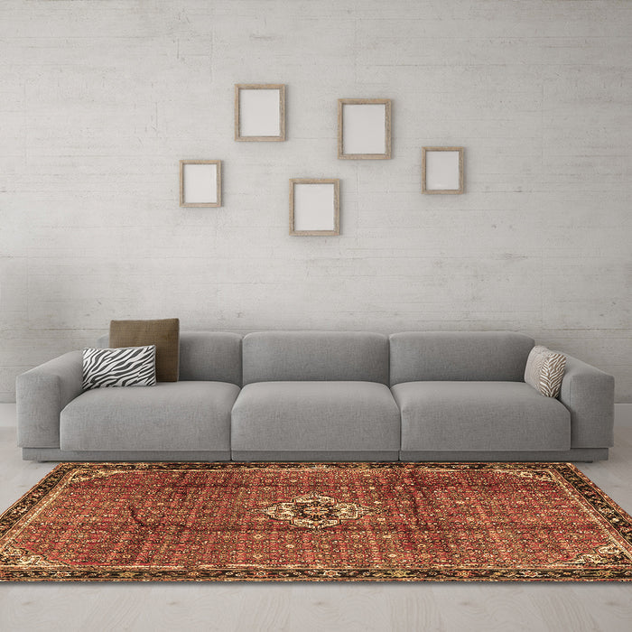 Machine Washable Persian Brown Traditional Rug in a Living Room,, wshtr2585brn
