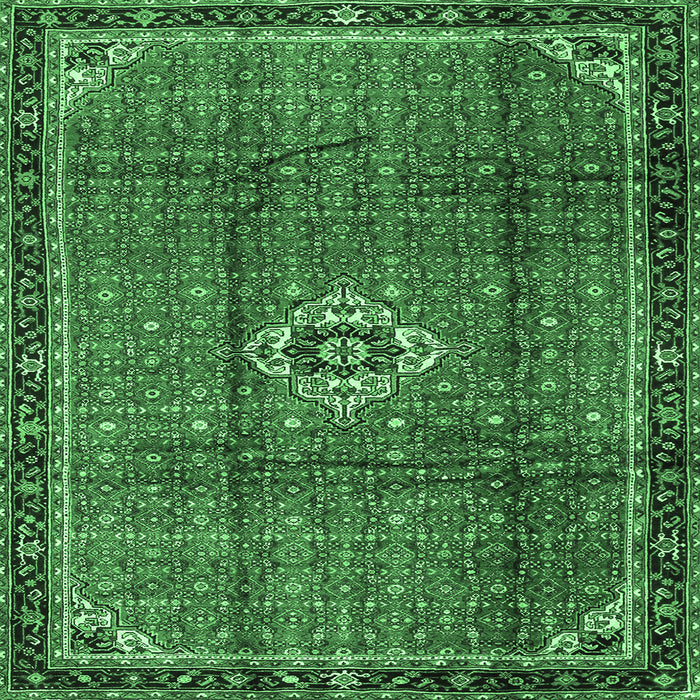 Square Persian Emerald Green Traditional Rug, tr2585emgrn
