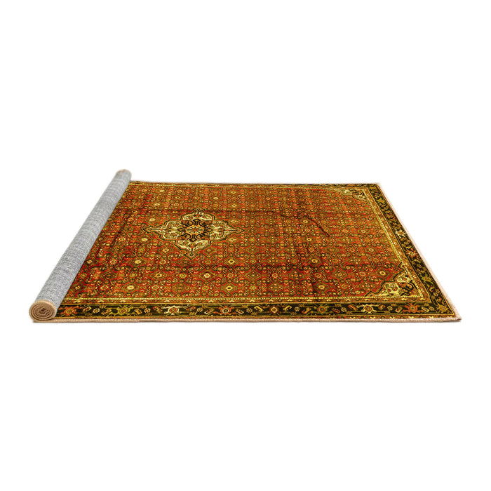 Sideview of Machine Washable Persian Yellow Traditional Rug, wshtr2585yw