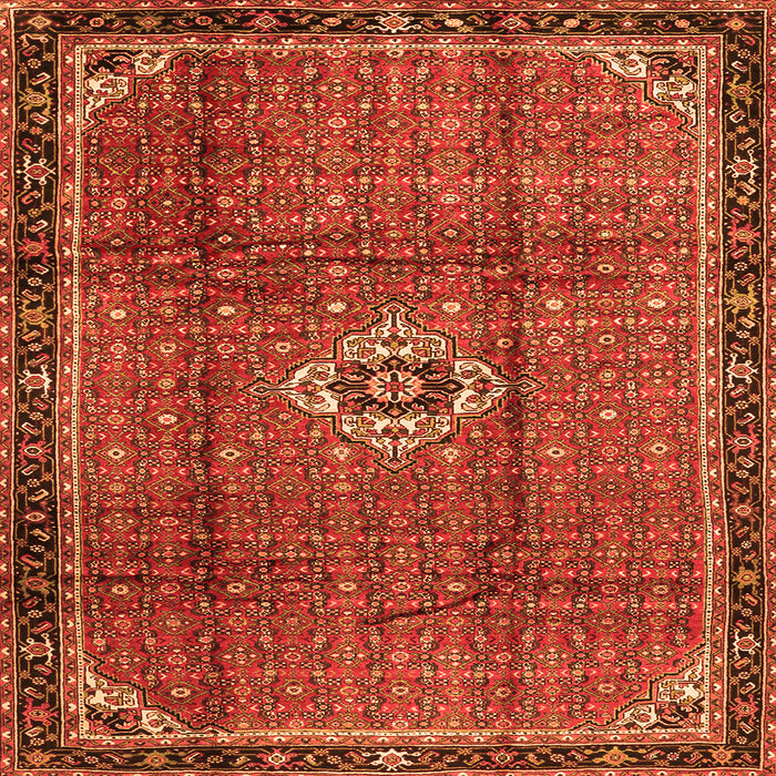 Round Machine Washable Persian Orange Traditional Area Rugs, wshtr2585org