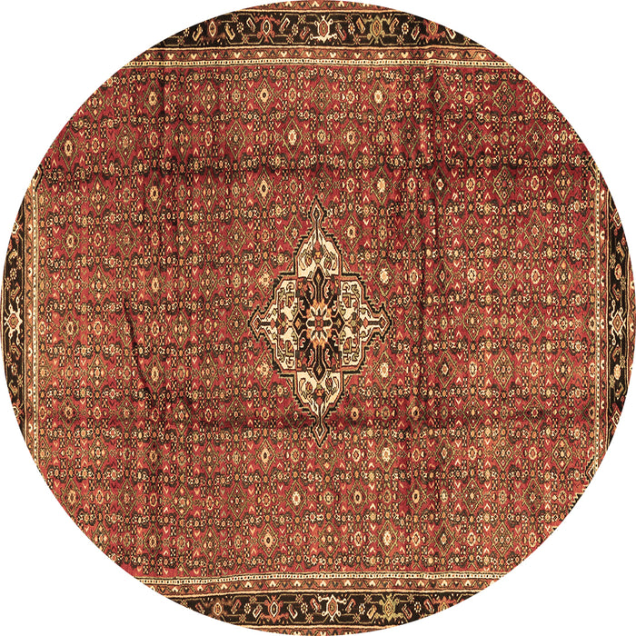 Round Persian Brown Traditional Rug, tr2585brn