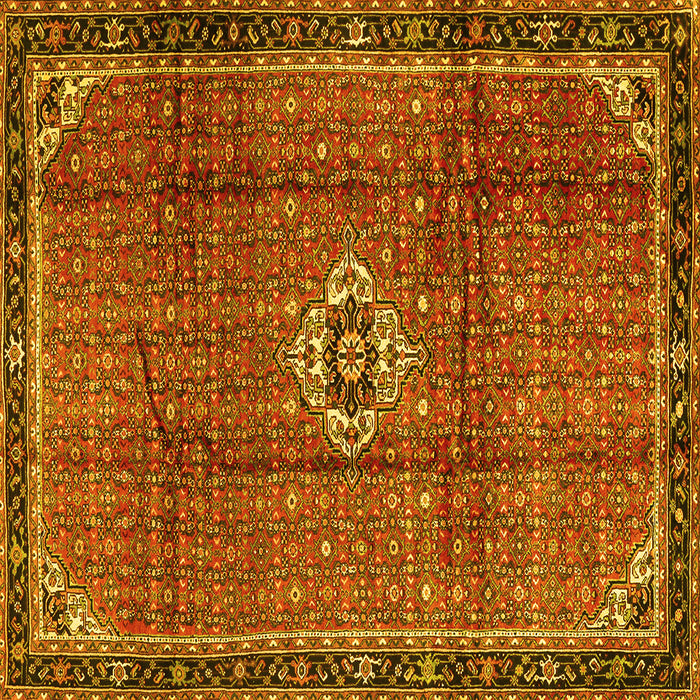 Square Machine Washable Persian Yellow Traditional Rug, wshtr2585yw