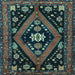 Square Machine Washable Persian Light Blue Traditional Rug, wshtr2586lblu