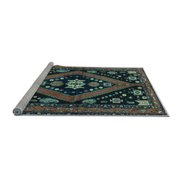 Sideview of Machine Washable Persian Light Blue Traditional Rug, wshtr2586lblu