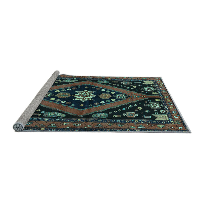 Sideview of Machine Washable Persian Light Blue Traditional Rug, wshtr2586lblu