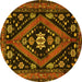 Round Machine Washable Persian Yellow Traditional Rug, wshtr2586yw