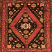 Round Machine Washable Persian Orange Traditional Area Rugs, wshtr2586org