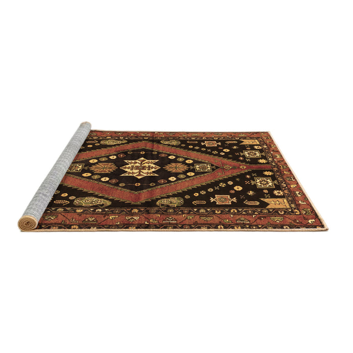 Sideview of Machine Washable Persian Brown Traditional Rug, wshtr2586brn