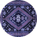 Round Machine Washable Persian Blue Traditional Rug, wshtr2586blu