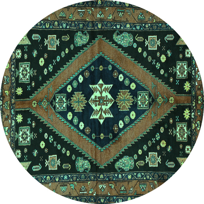Round Persian Turquoise Traditional Rug, tr2586turq