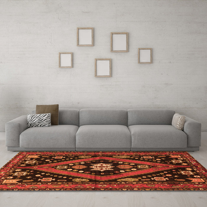 Machine Washable Persian Orange Traditional Area Rugs in a Living Room, wshtr2586org