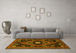 Machine Washable Persian Yellow Traditional Rug in a Living Room, wshtr2586yw