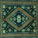 Square Machine Washable Persian Turquoise Traditional Area Rugs, wshtr2586turq