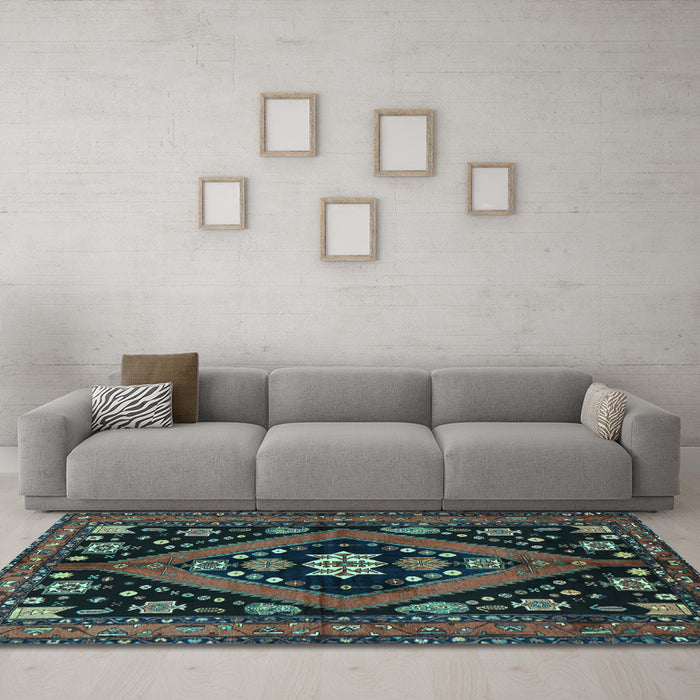 Machine Washable Persian Light Blue Traditional Rug in a Living Room, wshtr2586lblu