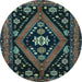 Round Persian Light Blue Traditional Rug, tr2586lblu