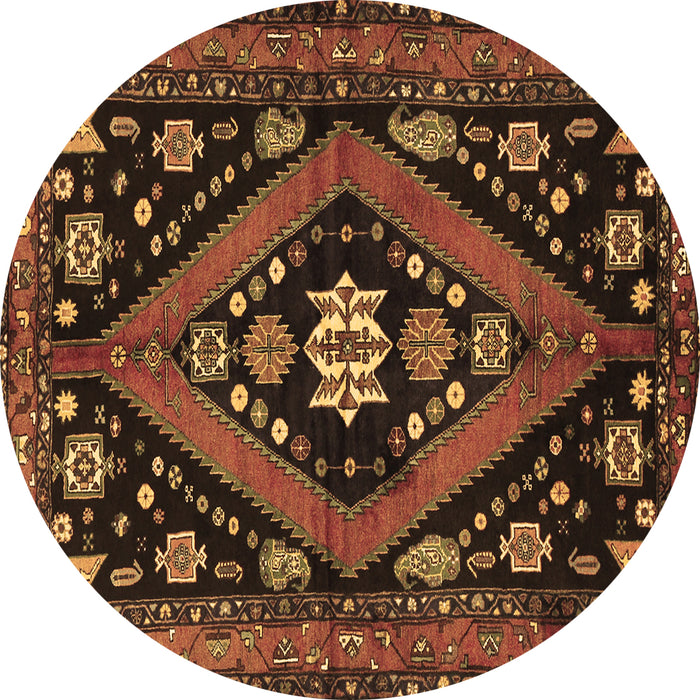 Round Persian Brown Traditional Rug, tr2586brn