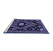 Sideview of Machine Washable Persian Blue Traditional Rug, wshtr2586blu