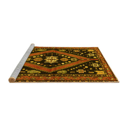Sideview of Machine Washable Persian Yellow Traditional Rug, wshtr2586yw