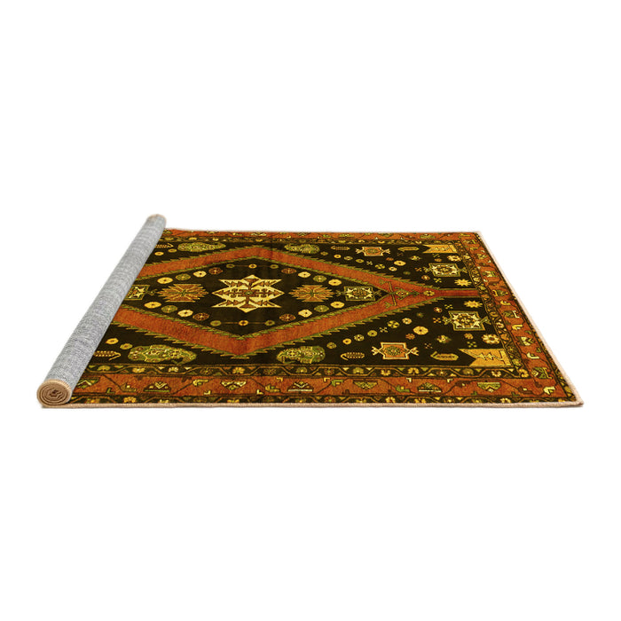 Sideview of Machine Washable Persian Yellow Traditional Rug, wshtr2586yw
