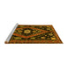 Sideview of Machine Washable Persian Yellow Traditional Rug, wshtr2586yw