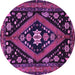 Round Persian Purple Traditional Rug, tr2586pur