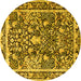 Round Animal Yellow Traditional Rug, tr2587yw