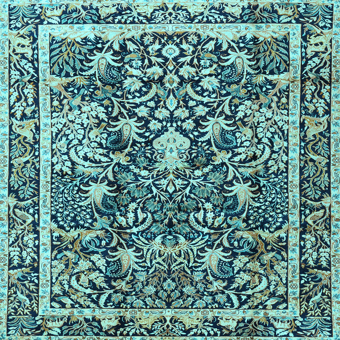 Square Machine Washable Animal Light Blue Traditional Rug, wshtr2587lblu