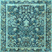 Square Machine Washable Animal Light Blue Traditional Rug, wshtr2587lblu