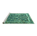 Sideview of Machine Washable Animal Turquoise Traditional Area Rugs, wshtr2587turq