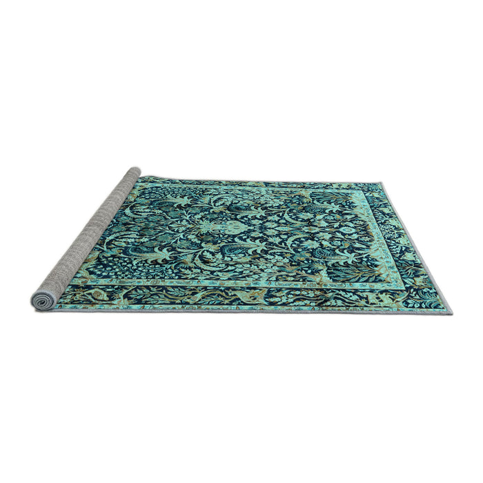 Sideview of Machine Washable Animal Light Blue Traditional Rug, wshtr2587lblu