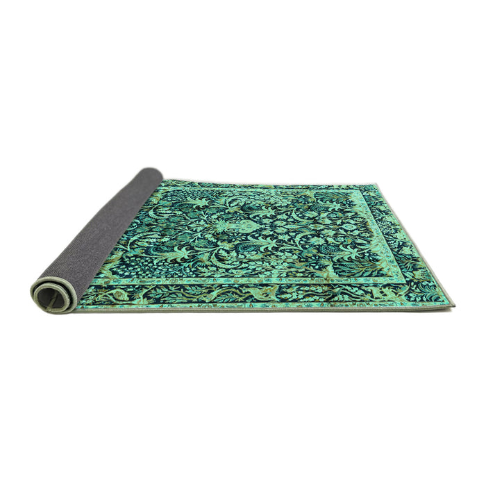 Sideview of Animal Turquoise Traditional Rug, tr2587turq