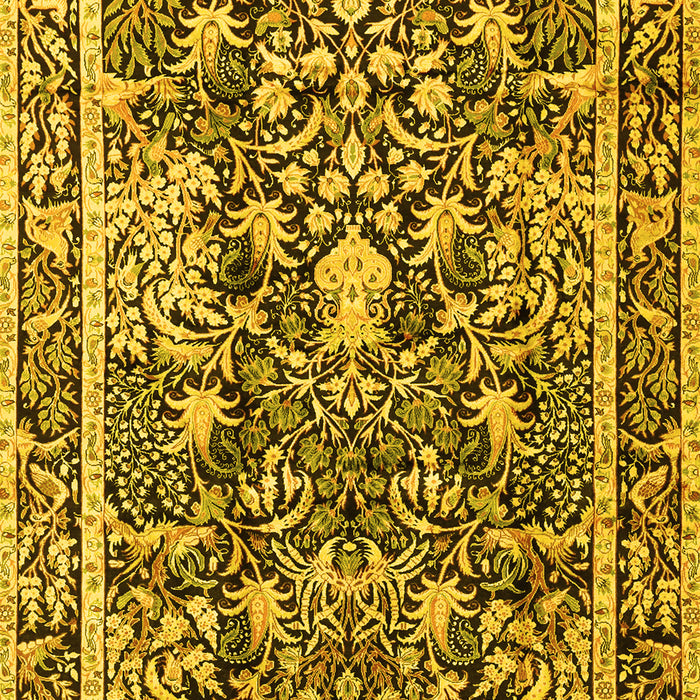 Machine Washable Animal Yellow Traditional Rug, wshtr2587yw