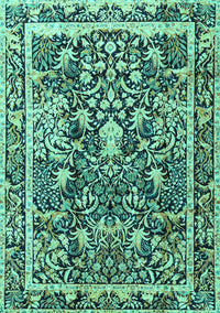 Animal Turquoise Traditional Rug, tr2587turq