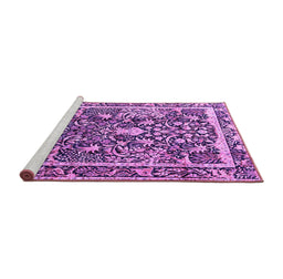 Sideview of Machine Washable Animal Purple Traditional Area Rugs, wshtr2587pur