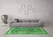 Machine Washable Animal Emerald Green Traditional Area Rugs in a Living Room,, wshtr2587emgrn