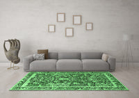 Machine Washable Animal Emerald Green Traditional Rug, wshtr2587emgrn