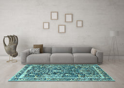 Machine Washable Animal Light Blue Traditional Rug in a Living Room, wshtr2587lblu