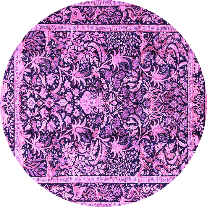 Round Machine Washable Animal Purple Traditional Area Rugs, wshtr2587pur