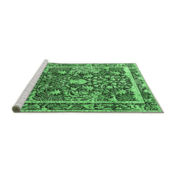 Sideview of Machine Washable Animal Emerald Green Traditional Area Rugs, wshtr2587emgrn