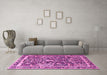 Machine Washable Animal Pink Traditional Rug in a Living Room, wshtr2587pnk