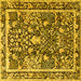 Square Animal Yellow Traditional Rug, tr2587yw