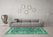 Machine Washable Animal Turquoise Traditional Area Rugs in a Living Room,, wshtr2587turq