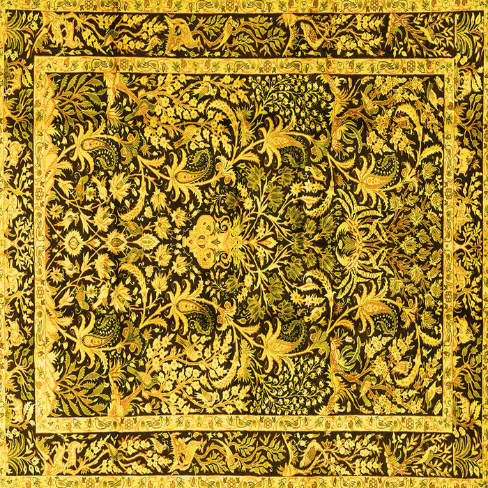 Square Machine Washable Animal Yellow Traditional Rug, wshtr2587yw