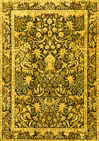 Animal Yellow Traditional Rug, tr2587yw