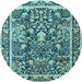 Round Animal Light Blue Traditional Rug, tr2587lblu