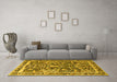 Machine Washable Animal Yellow Traditional Rug in a Living Room, wshtr2587yw