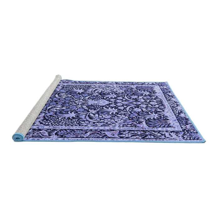 Sideview of Machine Washable Animal Blue Traditional Rug, wshtr2587blu