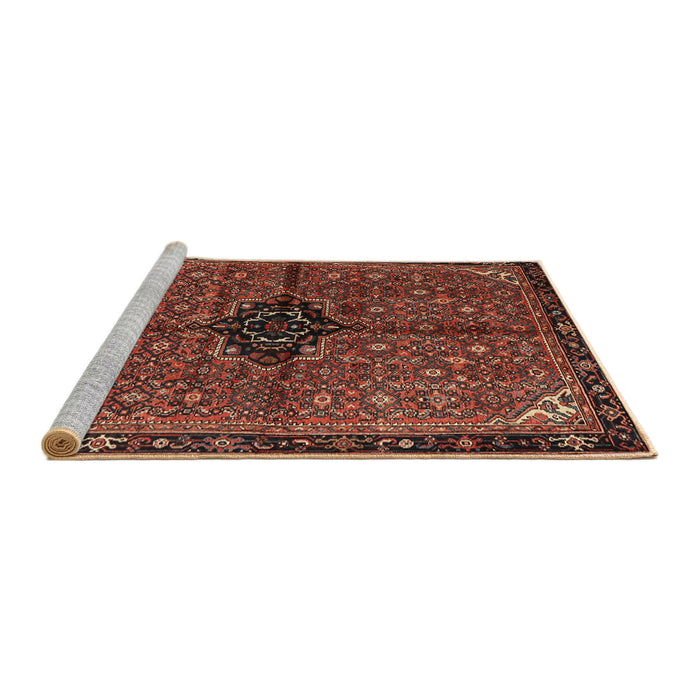 Sideview of Machine Washable Traditional Saffron Red Rug, wshtr2588